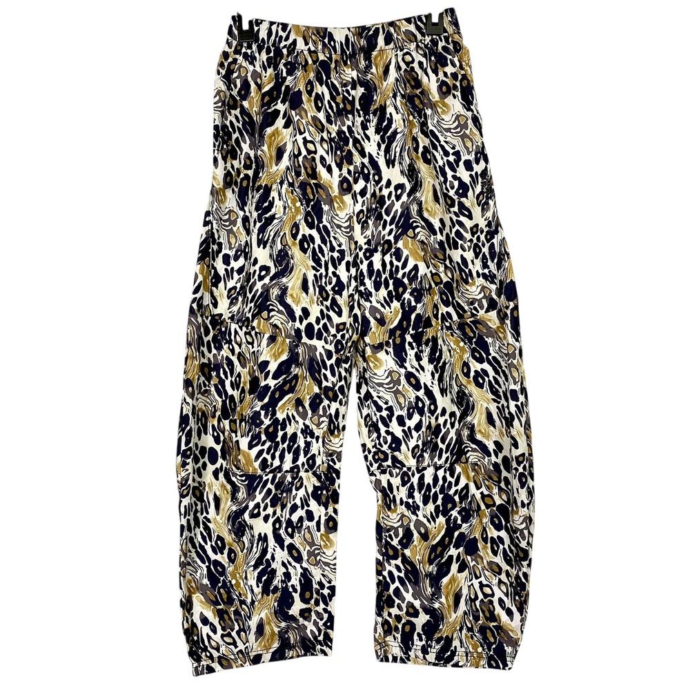 Free People Movement Sz XS Game Day Pants Printed Leopard Barrel Leg Lightweight